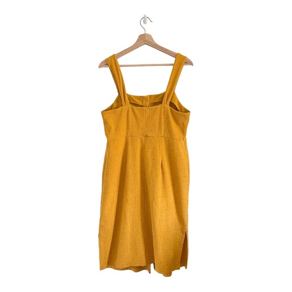 Madewell Texture & Thread Button Front Rank Dress Tungsten Glow Yellow Medium - Picture 6 of 16
